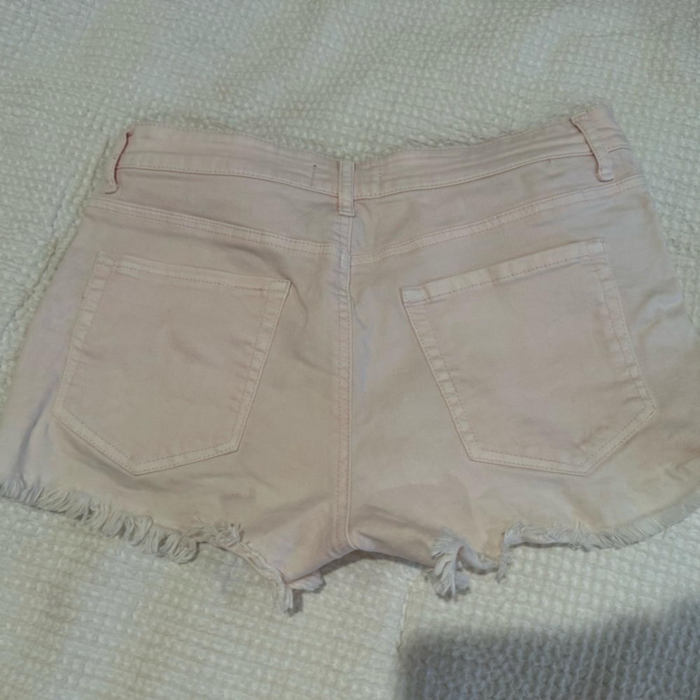 Forever 21 Pink Jean Shorts Frayed Hem